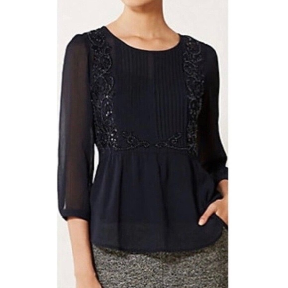 Navy Blue Women's Top by Maeve - Picture 2 of 4